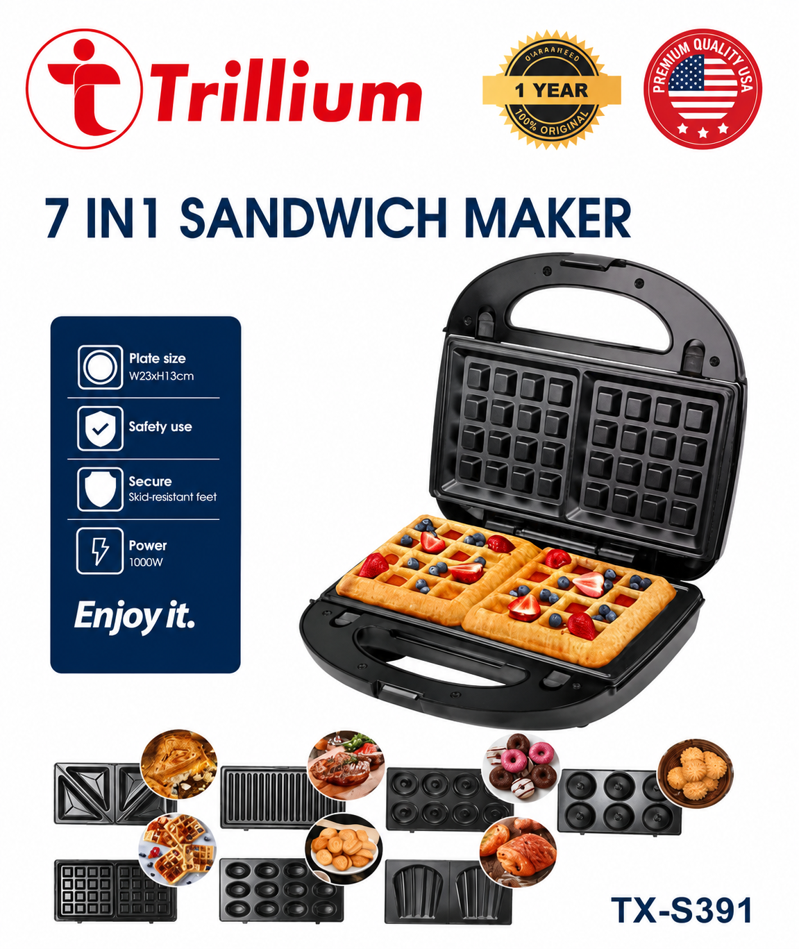 SANDWICHERA Y WAFLERA 7 EN 1 TRILLIUM